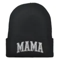 Bonnet noir en tricot pour femme avec broderie 3D MAMA au style vintage américain - 48-54CM / Style MAMA / Noir