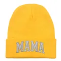 Bonnet en maille jaune vif MAMA avec broderie 3D de qualité pour les mamans - 48-54CM / Style MAMA / Jaune