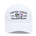 White 250th anniversary embroidered baseball cap with American eagle and flag - M (56-58cm) / White (With Side Flag Embroidery)