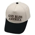 Contrast God Bless America embroidery mesh trucker hat in cream and black finish - Black