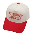Expensive & Difficult embroidered trucker hat in red and beige contrast colors - M (56-58cm) / Red