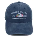 Navy blue 250th anniversary embroidered baseball cap with eagle and US flag design - M (56-58cm) / Navy Blue (With Side Flag Embroidery)
