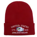 Dark red knit beanie with US Marine Corps 250th Anniversary eagle embroidery - Burgundy