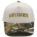 Beige und Camouflage Trucker Cap mit GOD'S FAVORITE Stickerei auf der Vorderseite - M (56-58cm) / Beige/Tarnung