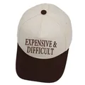 Δίχρωμο καπέλο trucker σε κρεμ και καφέ με κέντημα Expensive & Difficult - M (56-58cm) / Καφέ