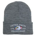 Grey knit beanie with US Marine Corps eagle embroidery for the 250th anniversary - Medium Heather Grey