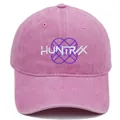 Vintage pink washed cotton baseball cap featuring HUNTRXX embroidery and heart pattern - M (56-58cm) / Pink