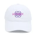Berretto da baseball bianco con ricamo rosa HUNTRX e grafica viola in cotone twill - M (56-58cm) / Bianco