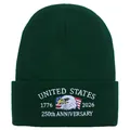 Dark green US Marine Corps 250th anniversary embroidered knit beanie with eagle motif - Dark Green