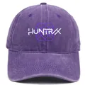 Vintage washed purple baseball cap with white HUNTRX embroidery and casual dad hat design - M (56-58cm) / Purple