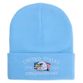 Sky blue knit beanie with United States 250th Anniversary eagle embroidery - Sky Blue