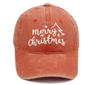 Brick red washed cotton baseball cap featuring white Merry Christmas embroidery - M (56-58cm) / Orange