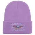 Light purple knitted beanie with United States 250th Anniversary eagle embroidery - Light Purple