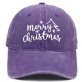 Casquette de baseball en coton lavé violet avec broderie Merry Christmas et flocons - M (56-58cm) / Violet