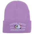 Purple knitted beanie with eagle embroidery for US 250th anniversary commemoration - Light Purple