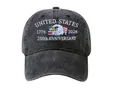 Dark grey washed cotton baseball cap featuring 250th anniversary eagle embroidery - M (56-58cm) / Black (With Side Flag Embroidery)