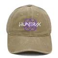 Berretto da baseball vintage in cotone lavato kaki con ricamo HUNTRVX viola - M (56-58cm) / Cachi