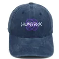 Dark blue washed denim baseball cap featuring white HUNTRVX embroidery and purple patterns - M (56-58cm) / Navy Blue