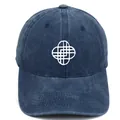 Navy blue washed baseball cap with white geometric embroidered logo for fans - M (56-58cm) / Geometric Pattern Style / Navy Blue