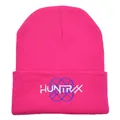 Strickmütze in leuchtendem Pink mit lila Logo und HUNTRVX Stickerei für Damen - Fuchsia
