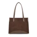 Sac fourre-tout minimaliste en daim marron foncé avec anses en cuir fin - Café Mat
