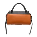 Boston-Tragetasche aus Leder in Orange und Kaffee mit Tragegriffen und Markenlogo - Braun