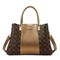 Vintage tote tas met monogram patroon, bruine details en goudkleurige metalen accenten - Bruin Monogram