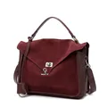 Sac messager bordeaux en faux daim avec ferrures argentées et bandoulière - Rouge Ancorra