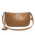Klassische camel rodeo handtasche aus pflanzlich gegerbtem leder mit silbernem drehverschluss - Klein / Gelbes Gurtband mit silberner Schnalle