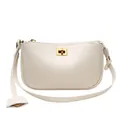 Elegante borsa a tracolla bianco crema in pelle liscia con chiusura a scatto dorata - Piccolo / Bianco Sporco Fibbia Dorata