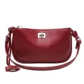 Elegante burgunderrote Rodeo-Schultertasche aus vegetabilem Leder mit silbernem Drehverschluss - Klein / Weinrot mit silberner Schnalle