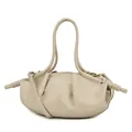Bolso nube plisado beige de piel sintética suave con correa de hombro ajustable - Beige