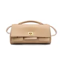 Minimalistische beige crossbodytas met gouden draaisluiting en verstelbare schouderriem - Khaki