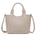 Elegante bolso tipo cubo beige con textura de lichi y correa ajustable para mujer - 30x8x19cm / 8105# Gris