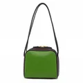 Bolso baguette de cuero en bloques de verde y marrón con detalles dorados de lujo - Cuadrado / Verde