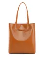 Bolso tote marrón de cuero encerado con gran capacidad y asas dobles para el diario - Marrón dorado