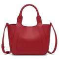 Bolso cubo de cuero rojo con textura de lichi, asas y correa de hombro ajustable - 30x8x19cm / 8105# Rojo