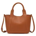 Bolso cubo color caramelo en piel granulada con asas y correa ajustable - 30x8x19cm / 8105# Marrón