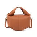 Minimalistische bruine leren crossbodytas met geometrisch ontwerp en gouden hardware - Goudbruin