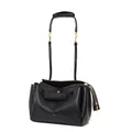 Bolso tote de cuero negro elegante con detalles dorados y logotipo de GEXYA - Negro