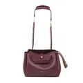 Bolso tote de cuero rojo oscuro con logotipo BLOOM dorado y correa ajustable - Burdeos