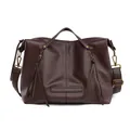 Classic dark brown tote bag in pebbled leather with long fringe tassel zippers - Brown