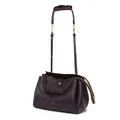 Bolso tote GEXYA de cuero suave púrpura oscuro con herrajes dorados y correa ajustable - Marrón