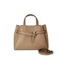 Bolso de mano chic en cuero camel con grabado de lichi y correa de hombro ajustable - Gris Niebla