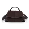 Dark brown suede tote bag with leather trim and wide shoulder strap in premium finish - Matte Coffee