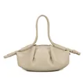 Chique beige wolktas met geplooid ontwerp en elegant knoopdetail op de handvatten - Broken Wit