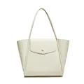 Elegante roomwitte leren tas met lychee-patroon en een minimalistisch design - Broken Wit