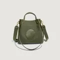 Dark green bucket bag with snake texture pattern and wide woven shoulder strap - Snake Pattern Embossed Style / Matte Green