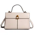 Sac à main minimaliste blanc ivoire avec boucle dorée et finitions de bordures noires - Blanc