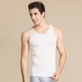 Débardeur homme en soie blanche coupe ajustée avec col rond confortable et respirant - 3XL / Blanc